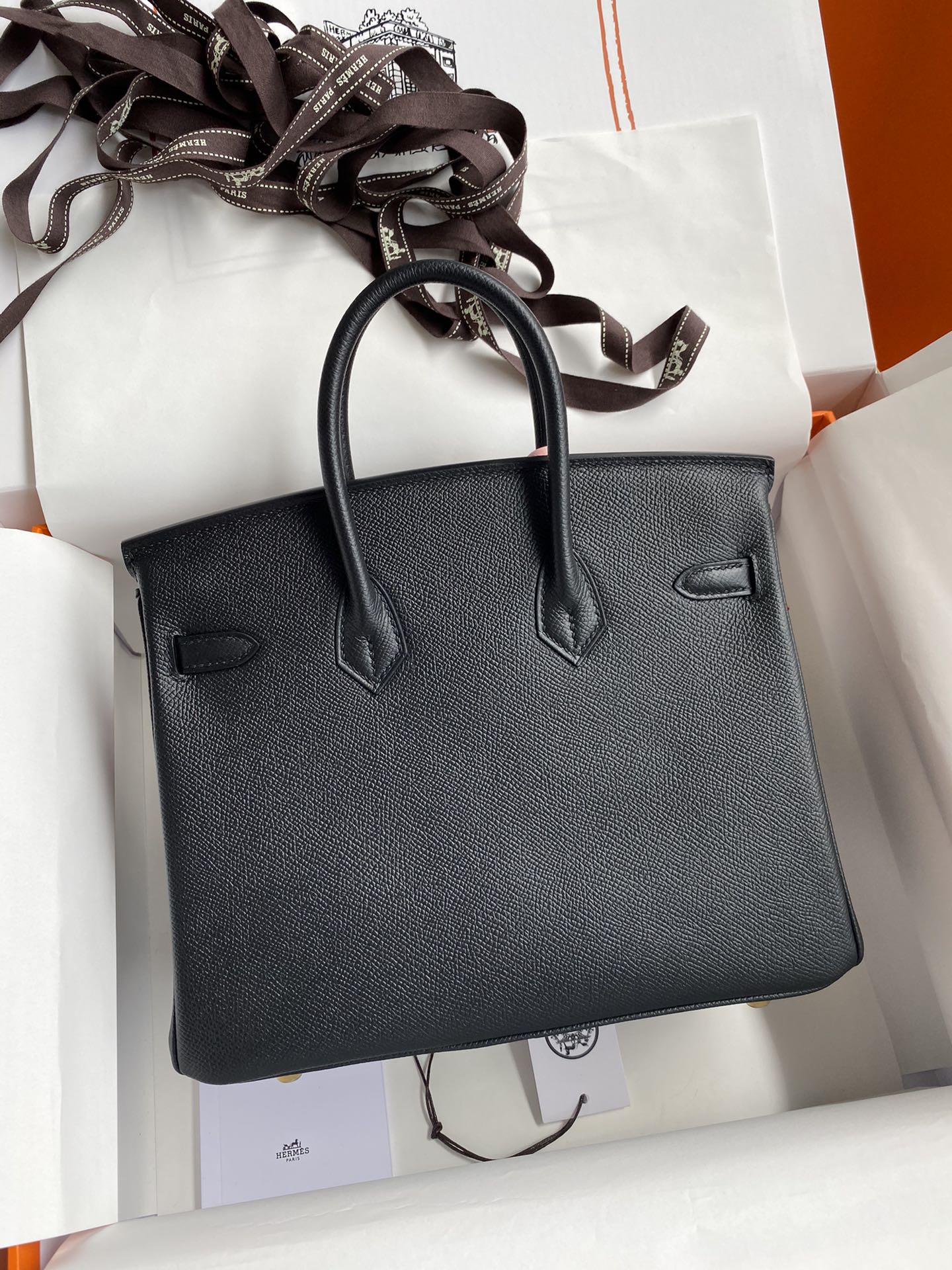 Hermes Birkin 25CM Epsom Leather Handbag Black